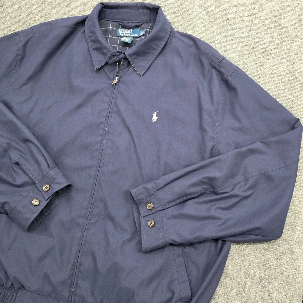 Vintage Polo Ralph Lauren Harrington Biswing Jacket Mens XL Navy Blue Lined Y2K